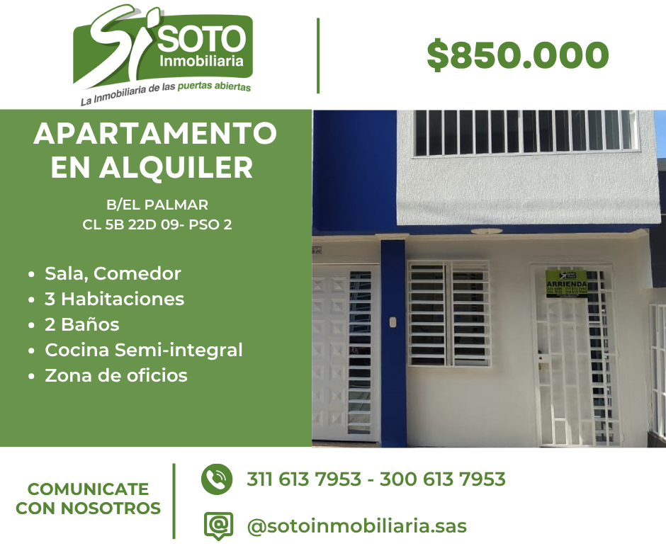 SE ALQUILA CASA EN EL BARRIO EL PALMAR CL 5B 22D 09-PISO 2